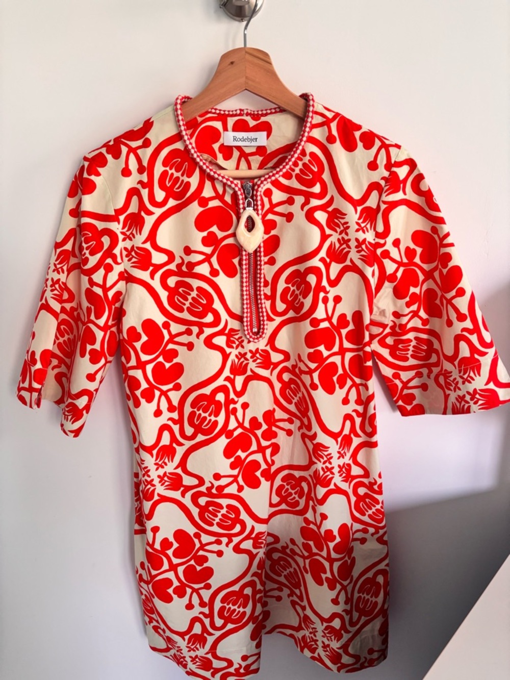 Rodebjer Red and Cream Mini Dress